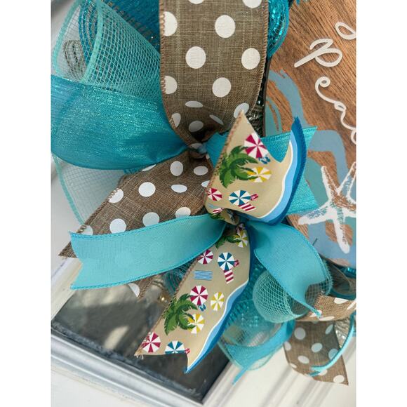 Beach Wreath - “Sky Above, Sand Below, Peace Within” - Coastal Front Door Decor - Picture 4 of 7